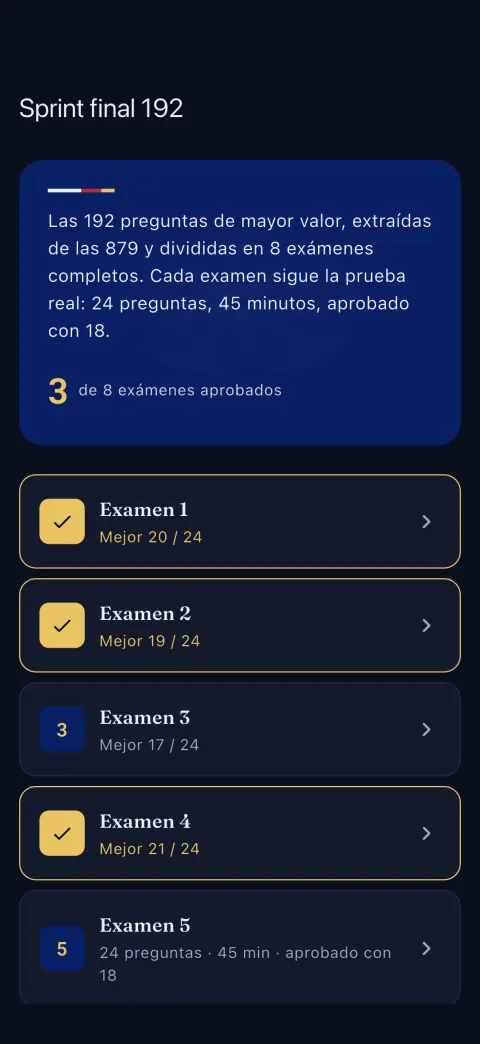 Modo oscuro. La misma pantalla de Final Sprint, para leer de noche.