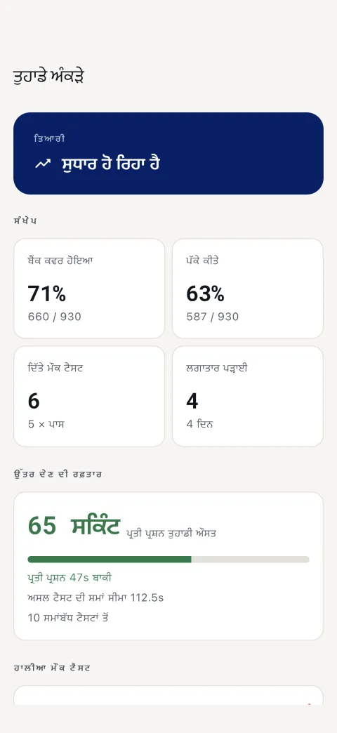 ਅੰਕੜੇ — ਮੁਹਾਰਤ ਦੀ ਗਿਣਤੀ ਅਤੇ ਪ੍ਰੀਖਿਆ ਇਤਿਹਾਸ