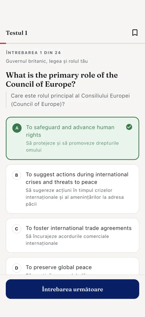 Explicația răspunsului, engleza deasupra traducerii